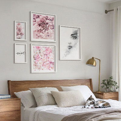 Väggdekoration tavelset Blomsterporträtt om hemmet