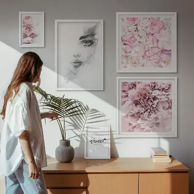 Tavelset med väggdekoration blomsterporträtt för hemmet