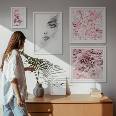 Väggdekoration tavelset Blomsterporträtt om hemmet