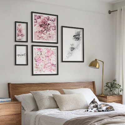 Väggdekoration tavelset Blomsterporträtt om hemmet