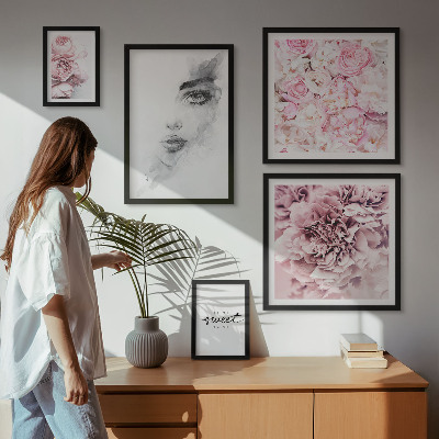 Väggdekoration tavelset Blomsterporträtt om hemmet
