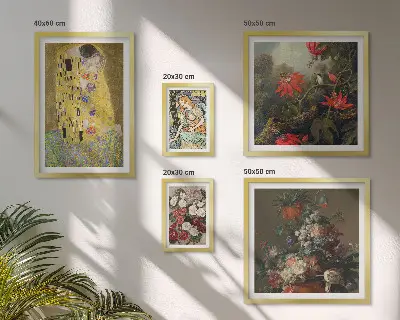 Blomsterkonstkompositioner set om 5 tavlor