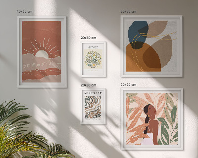 Tavelvägg med 5 tavlor Abstrakta växtmotiv i boho-stil