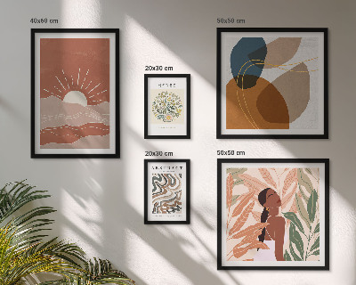 Tavelvägg med 5 tavlor Abstrakta växtmotiv i boho-stil