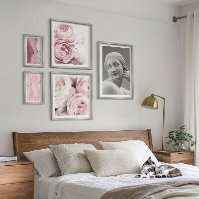 Set om 5 tavlor Klassiska blomsterskulpturer