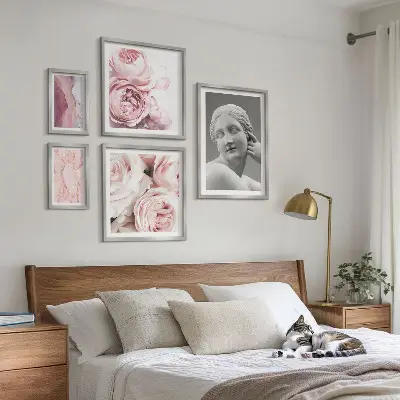 Klassiska blomsterskulpturer set om 5 tavlor
