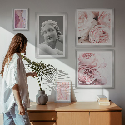 Set om 5 tavlor Klassiska blomsterskulpturer