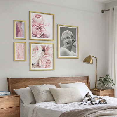 Set om 5 tavlor Klassiska blomsterskulpturer