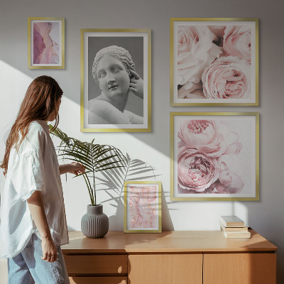 Set om 5 tavlor Klassiska blomsterskulpturer