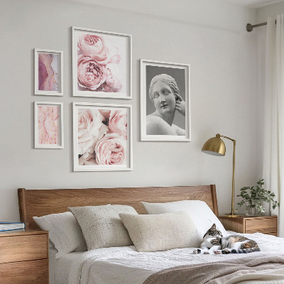 Set om 5 tavlor Klassiska blomsterskulpturer