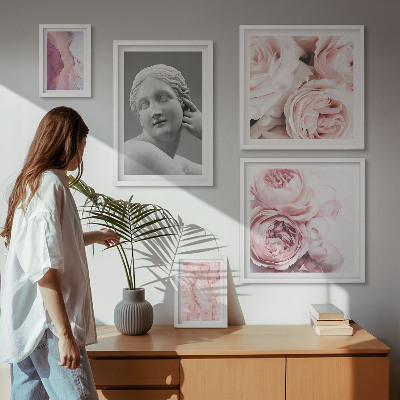 Set om 5 tavlor Klassiska blomsterskulpturer