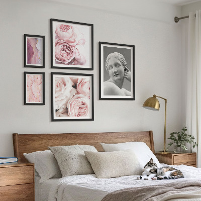 Set om 5 tavlor Klassiska blomsterskulpturer