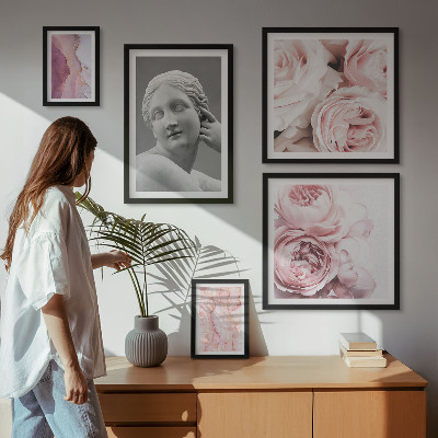 Set om 5 tavlor Klassiska blomsterskulpturer