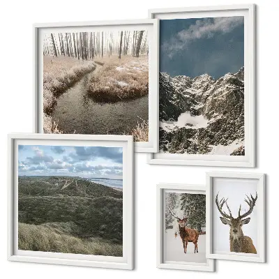 Vild natur majestätiska berg set om 5 tavlor