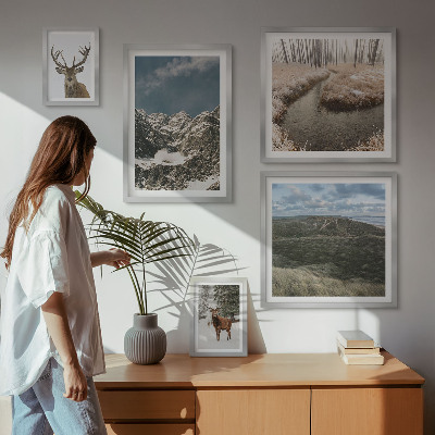 Set om 5 tavlor Vild natur majestätiska berg