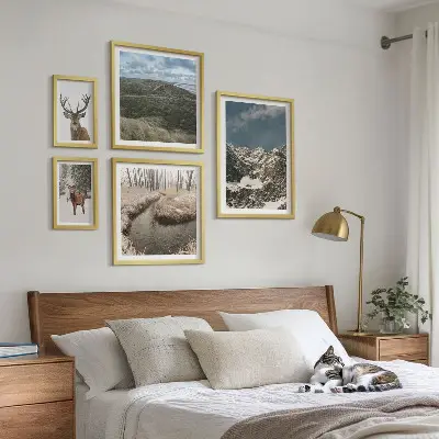 Vild natur majestätiska berg set om 5 tavlor