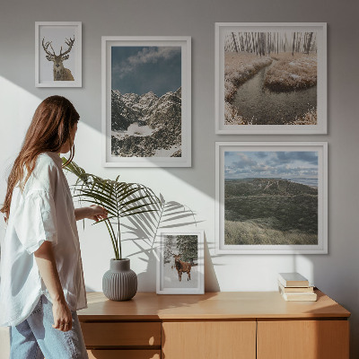 Set om 5 tavlor Vild natur majestätiska berg