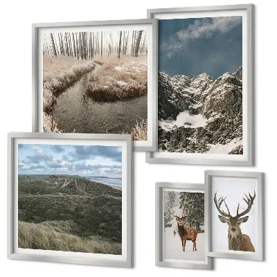 Vild natur majestätiska berg set om 5 tavlor