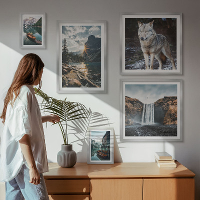 Set om 5 tavlor Landskap av naturens vilda djur