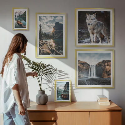 Set om 5 tavlor Landskap av naturens vilda djur