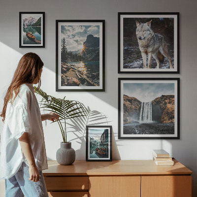 Set om 5 tavlor Landskap av naturens vilda djur