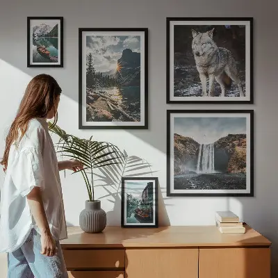 Landskap av naturens vilda djur set om 5 tavlor