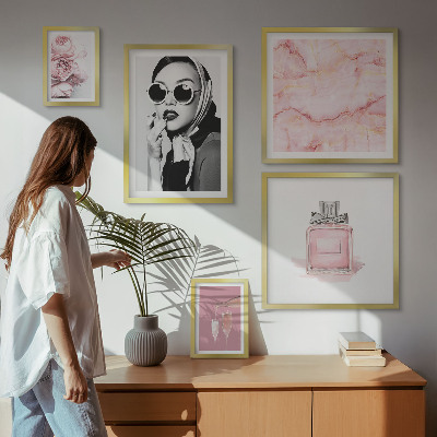 Väggdekoration tavelset Snygga accenter i rosa