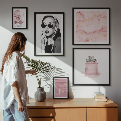 Väggdekoration tavelset Snygga accenter i rosa