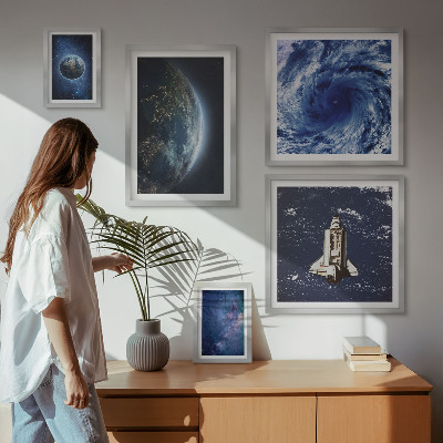 Tavelvägg med 5 tavlor Jordens kosmiska landskap