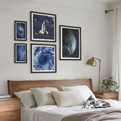 Jordens kosmiska landskap tavelvägg med 5 tavlor