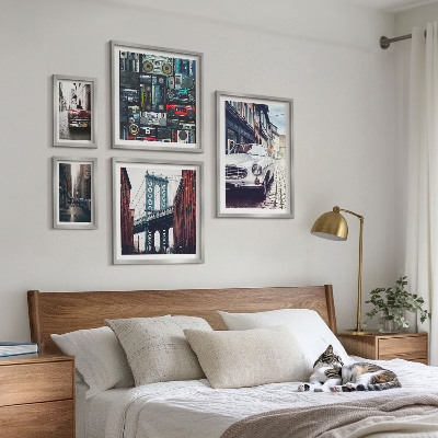 Set om 5 tavlor Snygga bilar och gatuarkitektur