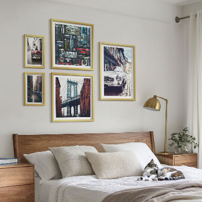 Set om 5 tavlor Snygga bilar och gatuarkitektur