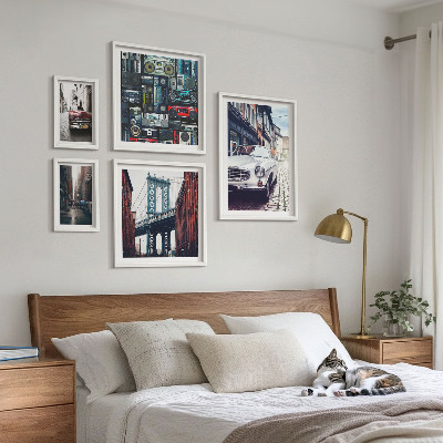Set om 5 tavlor Snygga bilar och gatuarkitektur