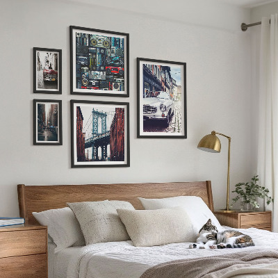 Set om 5 tavlor Snygga bilar och gatuarkitektur