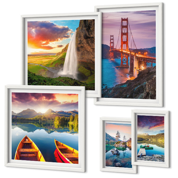 Set om 5 tavlor Landskap natur broar USA