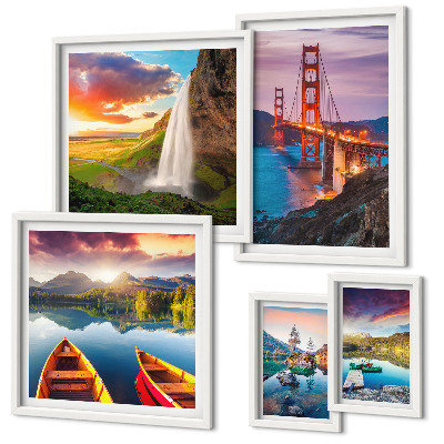 Set om 5 tavlor Landskap natur broar USA