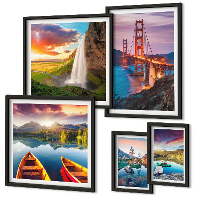 Set om 5 tavlor Landskap natur broar USA