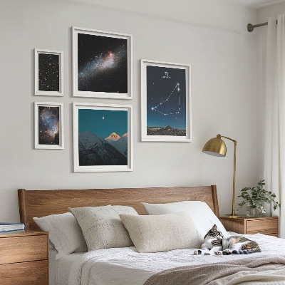 Tavelvägg med 5 tavlor Kosmiska landskapskonstellationer