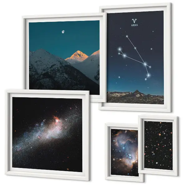 Kosmiska vyer av galaxer set om 5 tavlor