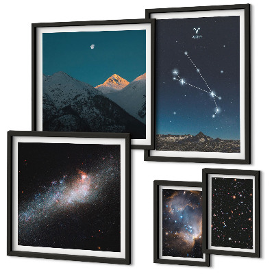 Set om 5 tavlor Kosmiska vyer av galaxer