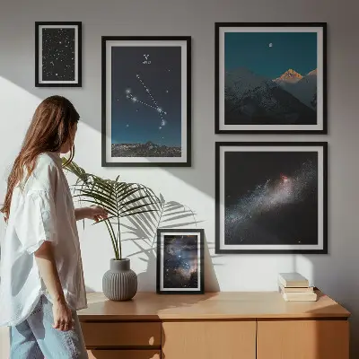 Kosmiska vyer av galaxer set om 5 tavlor