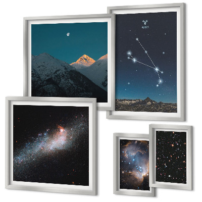 Set om 5 tavlor Kosmiska vyer av galaxer