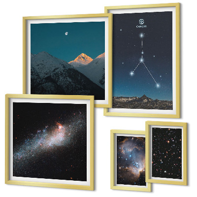 Set om 5 tavlor Kosmiska natthimlens motiv