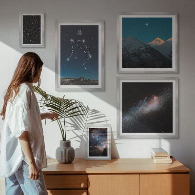 Tavelvägg med 5 tavlor Kosmiska himmelslandskap