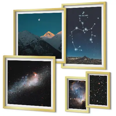 Väggdekoration tavelset med motiv av kosmiska galaxlandskap