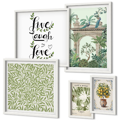 Set om 5 tavlor Växtmotiv boho accenter
