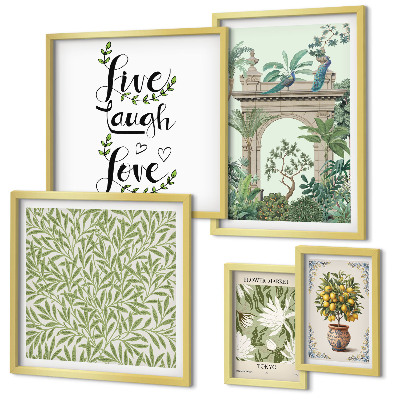 Set om 5 tavlor Växtmotiv boho accenter