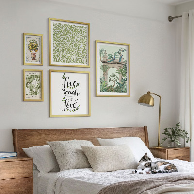 Set om 5 tavlor Växtmotiv boho accenter