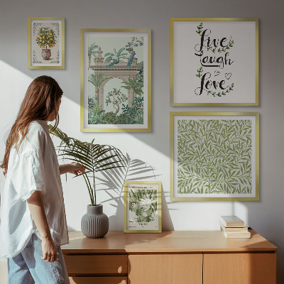 Set om 5 tavlor Växtmotiv boho accenter
