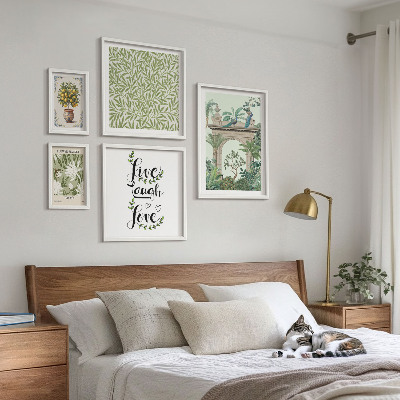 Set om 5 tavlor Växtmotiv boho accenter